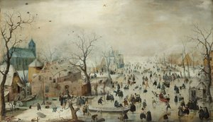 Téli táj korcsolyázókkal. c.1608 (olaj a panelen)
