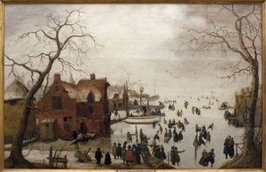 Téli jelenet - Hendrick Avercamp (1585-1634) festménye, olaj, fa, 1620 körül (Téli jelenet, Hendrick Avercamp, olajtábla, 1620 körül) - Musee d
