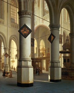 Die Oudekerk (régi templom) látképe Delftben (festmény
