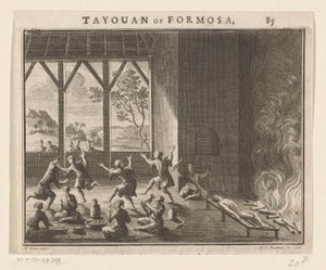 Formosa lakosainak temetési rituáléjának része Tayouan of Formosa (cím a tárgyon) alkotó: Hendrik Frans Diamaer
