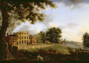 Kilátás a Chelsea Farmra a Temzével és a Battersea híddal, 1790