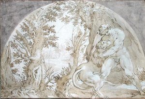 Herkules és a Nemeai Oroszlán alkotó: Hendrik Goltzius