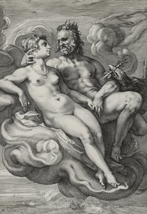 Jupiter és Juno, 1593-94 körül (metszet fektetett papírra) alkotó: Hendrik Goltzius