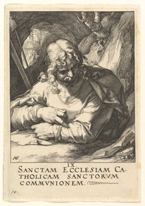 Kisebb Szent Jakab, Krisztustól, az apostoloktól és Szent Páltól a hitvallással, kb. 1589. alkotó: Hendrik Goltzius