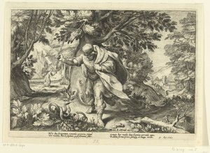 Teiresias legyőz két párosodó kígyót Ovidius Metamorphoses című művéből alkotó: Hendrik Goltzius