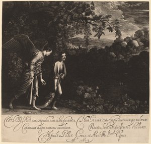 Tóbiás és az angyal (The Large Tobias) alkotó: Hendrik Goudt after Adam Elsheimer