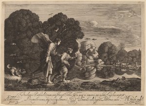 Tóbiás és az angyal (A kis Tóbiás) alkotó: Hendrik Goudt after Adam Elsheimer