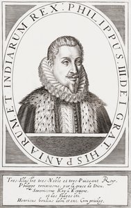 Fülöp spanyol király és II. Fülöp portugál király, alkotó: Hendrik I (after) Hondius