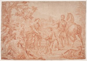 Romulus és Remus (Livius 1, 4). Studie efter Carlo Marattis maleri i Sanssouci, Potsdam (udf. 1692, Niccolo Maria Pallavicini) alkotó: Hendrik Krock