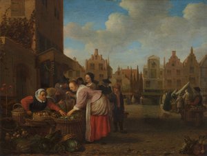 Kilátás a rotterdami nagy piacra, 1654 alkotó: Hendrik Maertensz Sorgh