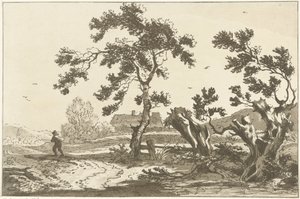 Bomen langs een weg Tizenkét terv azoknak a használatára számolva, akik tájrajzot tanulnak (sorozat címe) alkotó: Hendrik Meijer