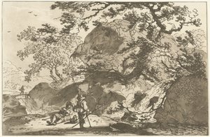 Landschap met een visser en een rustende man Tizenkét terv azoknak a használatára számolva, akik tájrajzot tanulnak (sorozat címe) alkotó: Hendrik Meijer