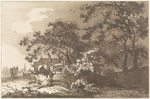Landschap met koeien Tizenkét terv azoknak a használatára számolva, akik tájrajzot tanulnak (sorozat címe) alkotó: Hendrik Meijer