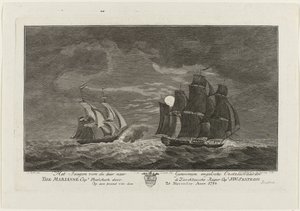 Sextroh Hunts on the Marianne, 1782 Az angol balti-tengerjáró vadászata ott a genomokhoz A Marianne kapitány. Philskerk a Zierikzeesche Kaper kapitánytól. J:W:Sextroh 1782. november 20-án este (cím az objektumon)