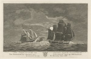 Sextroh Hunts on the Marianne, 1782 Az angol balti-tengerjáró vadászata ott a genomokhoz A Marianne kapitány. Philskerk a Zierikzeesche Kaper kapitánytól. J:W:Sextroh 1782. november 20-án este (cím az objektumon)