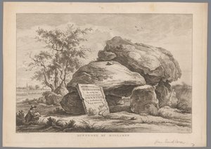 Dolmen Midlaren falu közelében Hunnebed by Midlaren (cím az objektumon) Kilenc arc Drenthében (sorozat címe) IX. Arcok Drenthe táján és annak közelében (a sorozat címe az objektumon)