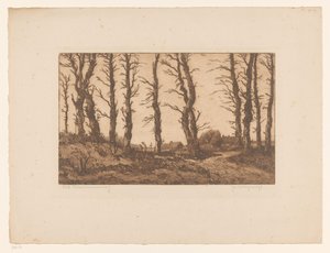 Oud Blaricummerweg (eredeti cím a tárgyon) alkotó: Hendrik Weegewijs (signed by artist)