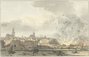 A Kruithuis felrobbanása Delftben, 1654. október 12-én alkotó: Hendrik de Winter (signed by artist)