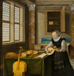 Lanton játszó hölgy, 1610 körül