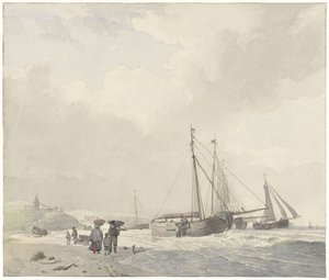 Kilátás a scheveningeni strandra alkotó: Hendrikus van de Sande Bakhuyzen