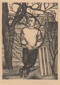 Ember állt egy fa mellett