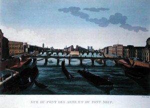 A Pont des Arts és a Pont Neuf, 1815-20 körül (színes metszet)