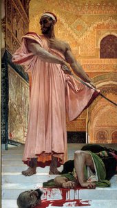 Kivégzés tárgyalás nélkül a mór királyok alatt A hóhér feldarabolja a tettes fejét. Henri Regnault (1843-1871) festménye 1870 V. 3,02x1,46 m Párizs, Muse d