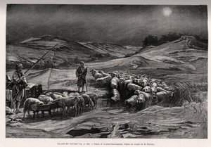 A trailer jól. Laurent Desrousseaux metszete az „A travers la Perse meridionale” című történet illusztrálására, C.Babin és F.Houssay 1885-ben, a Le tour du Monde 1892-ben, rendező: Edouard Charton (1807-1891), Hachette, Párizs.