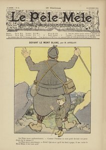 A Mont Blanc előtt. Illusztráció: Le Pele-Mele, 1902