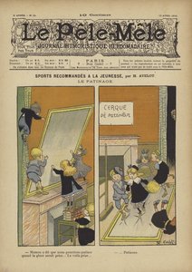 Fiataloknak ajánlott sport. Jégkorcsolyázás. Illusztráció: Le Pele-Mele, 1902