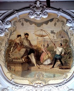 Horgászjelenet a Chantilly kastélyban Henri Baron (1816-1885) festménye 1846 V. 0,97x1,14 m Chantilly, Musee Conde