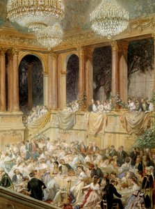 A fogadás III. Napóleon tuilériáit kapja. Henri Baron akvarellje (1816-1885)