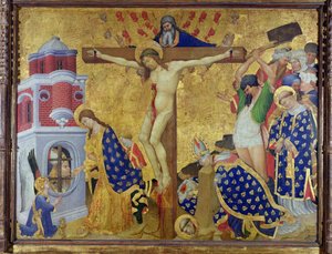 A Szent Dénes-oltár, amely 1416-ban készült el a Chartreuse of Champnol templom számára (olaj, vászon a táblán) alkotó: Henri Bellechose
