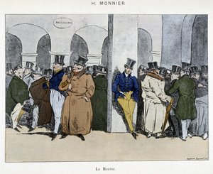 A párizsi tőzsde üzletemberei - Henri Monnier rajza, 19. század eleje alkotó: Henri Bonaventure Monnier