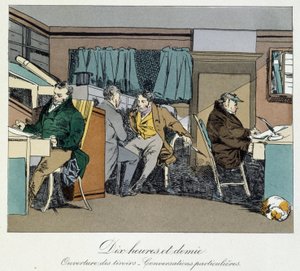Tíz és fél óra: fióknyitás és magánbeszélgetések – Henri Monnier „Adminisztratív szokásai” c. alkotó: Henri Bonaventure Monnier