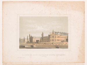 Kilátás a Klein Kasteeltje laktanyára és az új brüsszeli raktárra Caserne du petit chateau et nouvel entrepôt, a Bruxelles (cím a tárgyon)