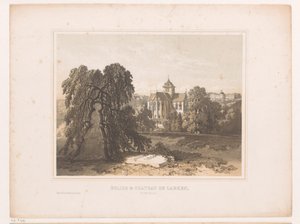 Kilátás a laekeni templomra és várra Eglise & Chateau de Laeken, Lez-Bruxelles (cím a tárgyon)