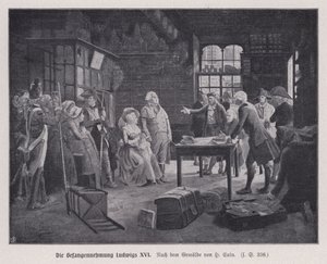 XVI. Lajos francia király és családja letartóztatása Varennes-ben, miközben megpróbáltak szökni a francia forradalom után alkotó: Henri Cain