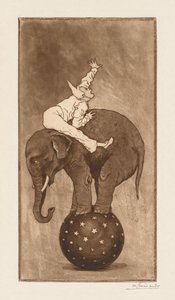 Elefánt és bohóc LElephant et le Clown, c. 1889. alkotó: Henri Charles Guérard