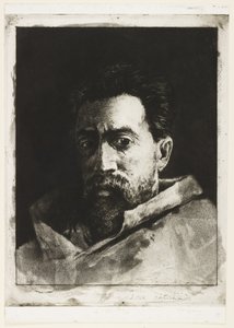 Önarckép, 1888 körül (rézkarc és szárazhús) alkotó: Henri Charles Guérard