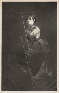 Fiatal nő a festőállványon alkotó: Henri Charles Guérard