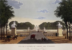 A Tuileries-kert bejárata, kilátással a Champs-Elysées-re, 1820 körül - Courvoisier „” Vues de Paris”-jában