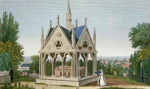Heloise és Abelard sírja a Pere Lachaise temetőben, 1815-20 (színes metszet)