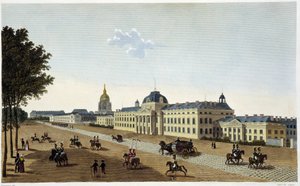 Kilátás a katonai iskolára a Champs de Mars oldalán, 1820 körül – Courvoisier „” Vues de Paris”-jában