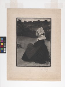Bretonne Assise (ülő breton nő) (rézkarc, lágy őrölt rézkarc és akvatinta)