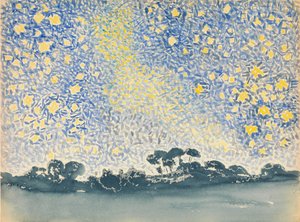 Táj csillagokkal, kb. 1905-1908. alkotó: Henri Edmond Cross