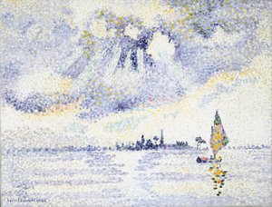 Naplemente a lagúnán, Velence, 1903-2004 körül alkotó: Henri Edmond Cross