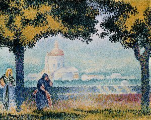A Santa Maria degli Angeli templom Assisi közelében, 1909. alkotó: Henri Edmond Cross