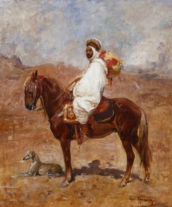 Egy arab lovon a sivatagi tájon
