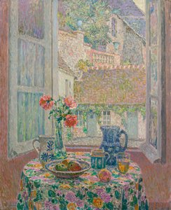 Udvarra néző asztal – Henri Le Sidaner (1862-1939) festménye alkotó: Henri Eugene Augustin Le Sidaner